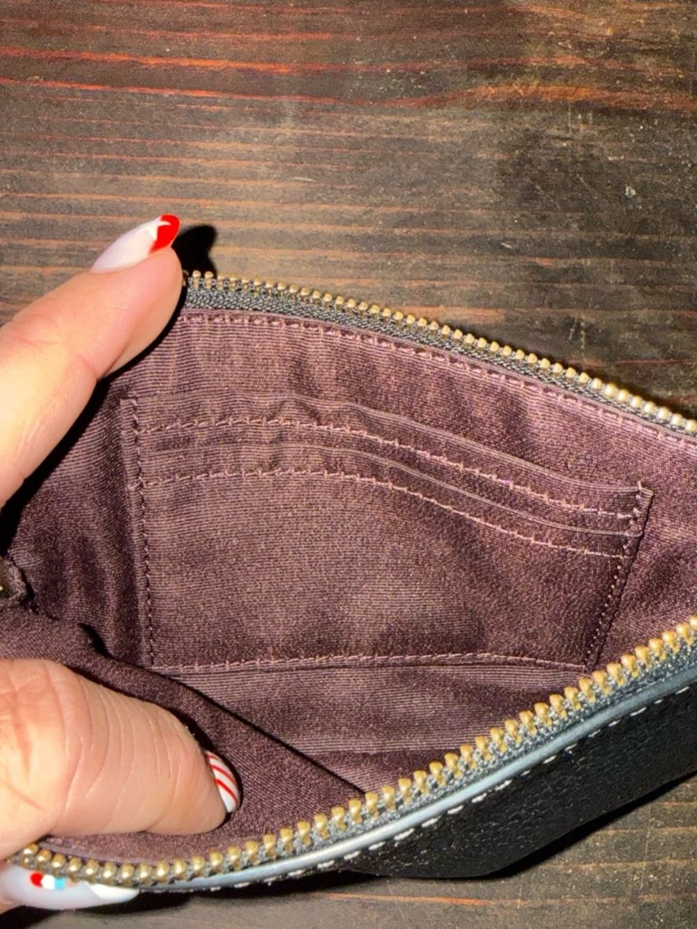 Coach Black Pebbled Leather Wristlet with Gold Zip